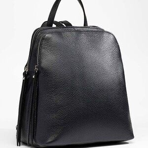 Minimalist Small Black Leather Backpack Bag Purse Simons Made in Italy